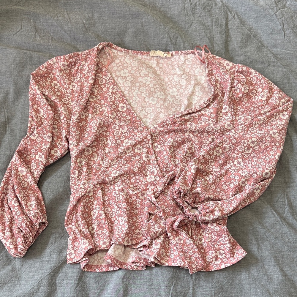 Meraki Dusty Rose Floral Blouse